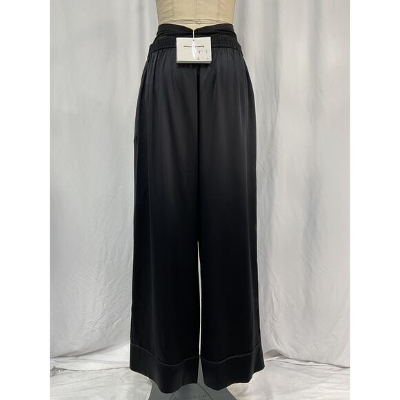 Alexander Wang Black Silk Mesh-Paneled Charmeuse Wide-Leg Pants Size M - NWT - Picture 3 of 5
